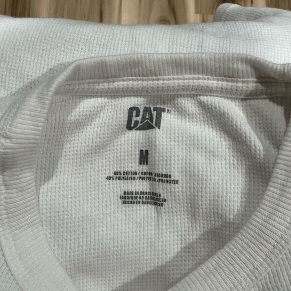 Cat Workwear Waffle Knit Long Sleeve Logo Henley Shirt Men’s Medium - Picture 2 of 2